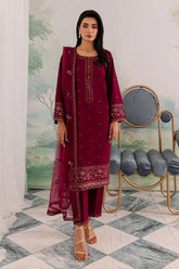 JAZMIN - 3PC DHANAK EMBROIDERED SHIRT WITH ORGANZA EMBROIDERED DUPATTA AND TROUSER - HZG2415